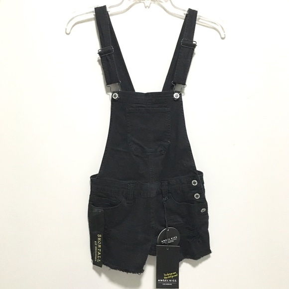 Angel Kiss Pants - Angel Kiss Black Frayed Denim Shortall